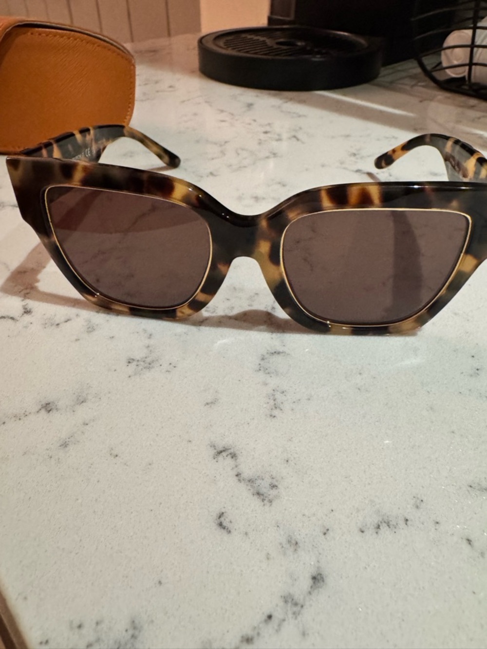Tory Burch Tortoiseshell Cat-Eye Sunglasses with Dark Lenses